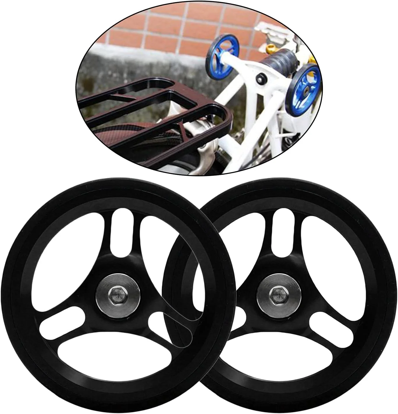 چرخ آسان تاشو دوچرخه تاشو، چرخ های حمل و نقل دوچرخه تاشو EZ، چرخ های هل دهنده تغییر یافته برای برومپتون با پیچ های آلیاژ تیتانیوم