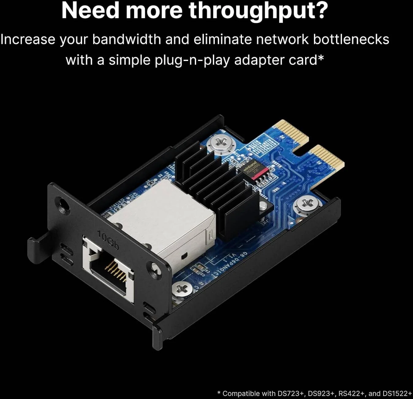 ماژول اترنت 10G سینولوژی مدل E10G22-T1-Mini RJ45، توان عملیاتی تا 10 گیگابیت بر ثانیه، رابط میزبان PCIe 3.0 x2، پشتیبانی از شبکه‌های 5/2.5/1 گیگابیت بر ثانیه | E10G22-T1-MINI