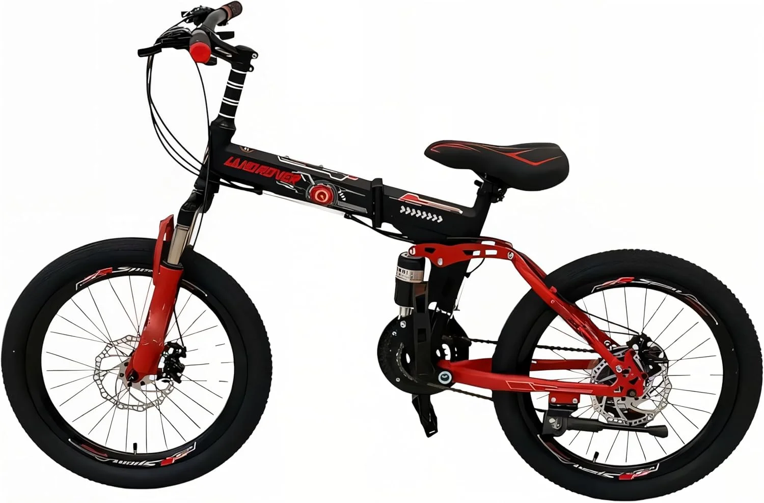 دوچرخه تاشو - 20 اینچ، دوچرخه کوهستانی 24 سرعته با سیستم تعلیق و ترمزهای دیسکی - دوچرخه ورزشی قابل حمل (مشکی)