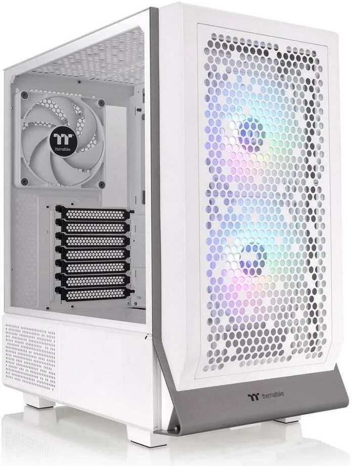 کیس مید تاور Thermaltake Ceres 300 TG ARGB، شیشه حرارت دیده 4 میلی متری x 1، 7 اسلات توسعه، پشتیبانی از رادیاتور تا 360 میلی متر، 2 عدد فن CT140 ARGB از پیش نصب شده، سفید برفی | CA-1Y2-00M6WN-00