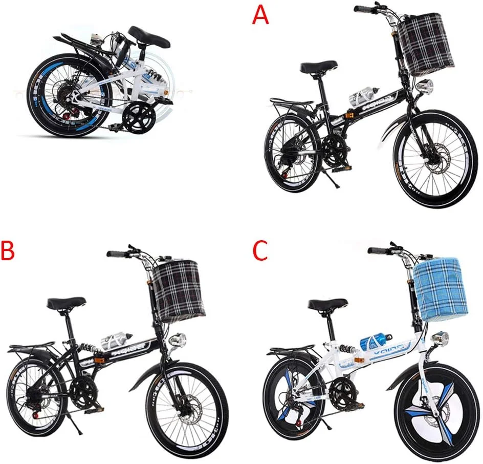 دوچرخه تاشو، دوچرخه 26 اینچی 6 سرعته قابل تنظیم، دوچرخه با ترمز دیسکی دوبل و کمک فنر، رنگ اختیاری، مناسب برای پسران و دختران (همراه با هدایا)