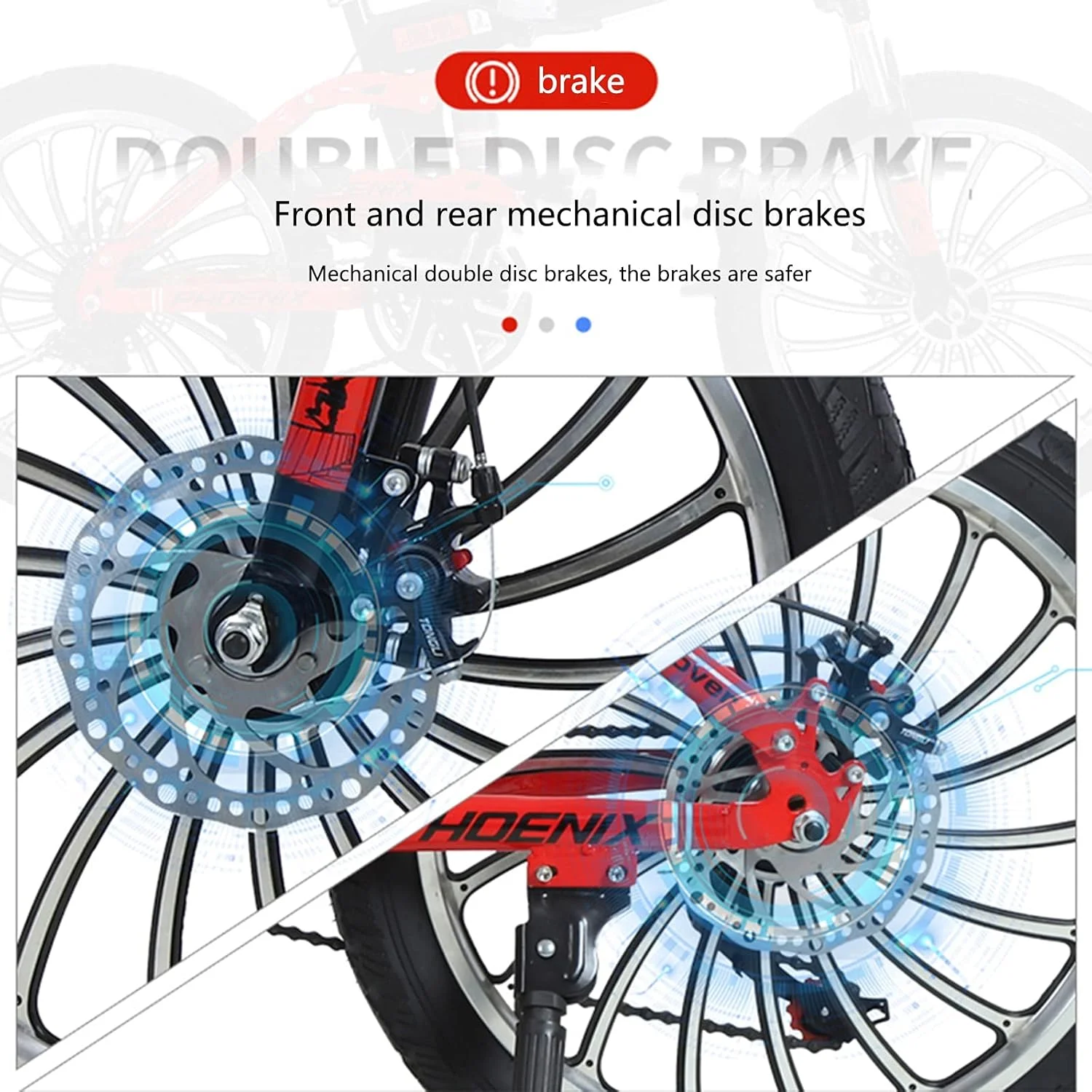 دوچرخه تاشو، دوچرخه کوهستانی 20 اینچی با سرعت متغیر مناسب دانش آموزان با سیستم کمک فنر دوبل، مناسب برای خانه، دفتر، صندوق عقب (رنگ: مشکی)