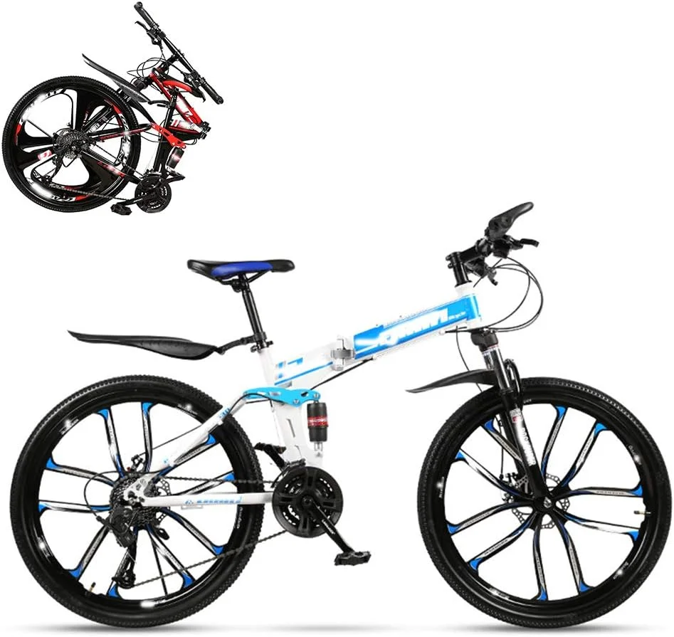 دوچرخه تاشو، کمک فنر هیدرولیک 24 اینچی مسابقه ای آفرود، دوشاخ U شکل قفل شو، جذب شوک دوبل، 21/24/27/30 سرعته، همراه با هدیه