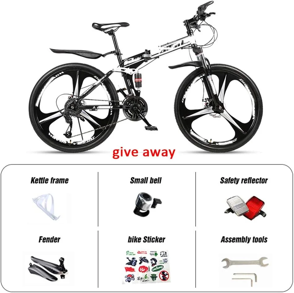 دوچرخه تاشو، کمک فنر هیدرولیک 24 اینچی مسابقه ای آفرود، دوشاخ U شکل قفل شو، جذب شوک دوبل، 21/24/27/30 سرعته، همراه با هدیه