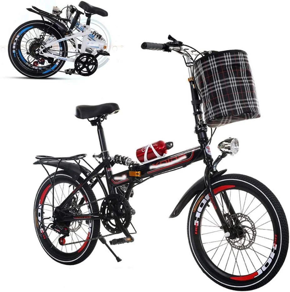 دوچرخه تاشو بزرگسال، دوچرخه 26 اینچی با سرعت متغیر، قابل حمل با سیستم جذب شوک، ترمزهای دیسکی دوبل جلو و عقب، فریم تقویت شده، لاستیک های ضد لغزش