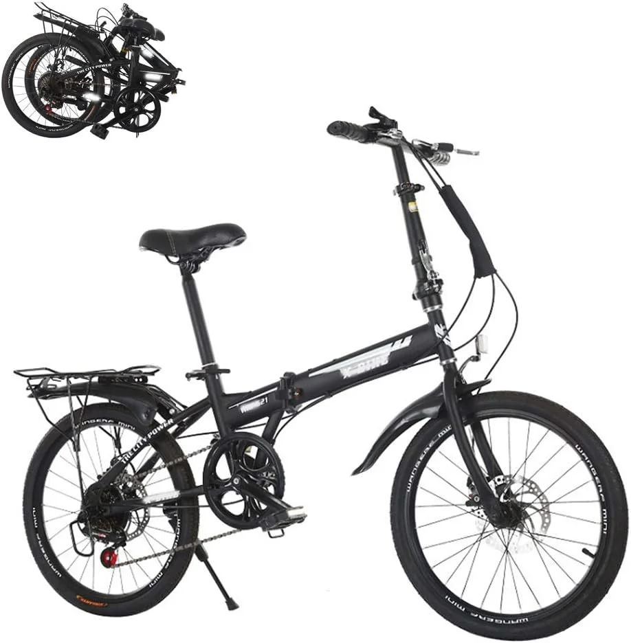 دوچرخه تاشو، 6 دنده متغیر، 20 اینچی تاشو سریع، ترمز دیسکی دوبل جلو و عقب، صندلی قابل تنظیم و تنفسی، بدنه با استحکام بالا