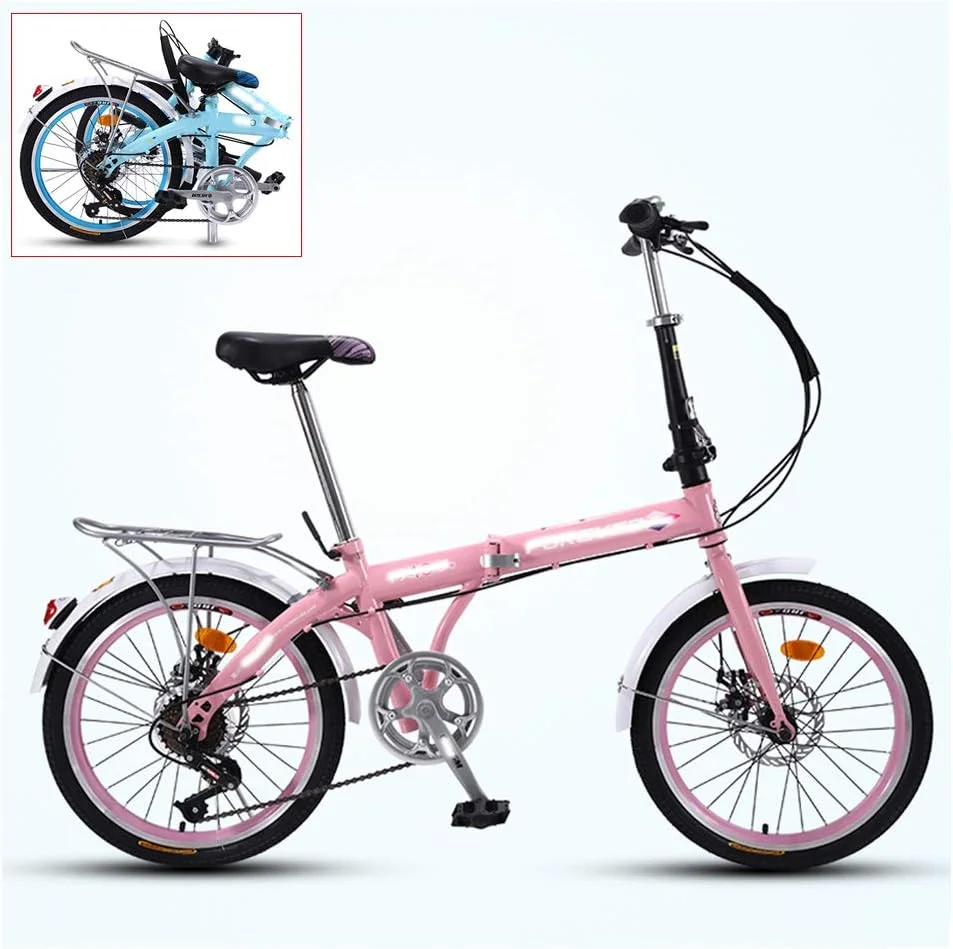 دوچرخه تاشو، 7 دنده، فوق سبک و قابل حمل، تاشو سریع 3 مرحله ای، ترمز دیسکی دوبل، زین قابل تنظیم و راحت، 16/20 اینچ 4 رنگ