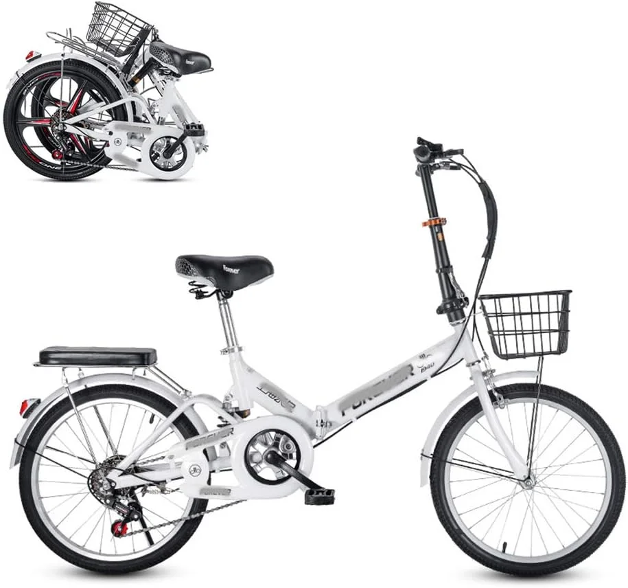 دوچرخه تاشو، 20 اینچ 6 دنده با تعویض دنده انگشتی، صندلی قابل تنظیم، فنر کمک فنر عقب، دوچرخه رفت و آمد راحت و قابل حمل