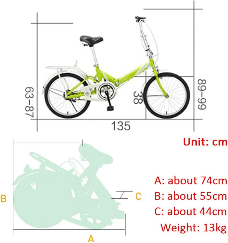 دوچرخه تاشو، فرمان و صندلی قابل تنظیم با تاشوندگی سریع، فنر جذب کننده ضربه مرکزی، کوسن سواری راحت و پهن، 16/20 اینچ