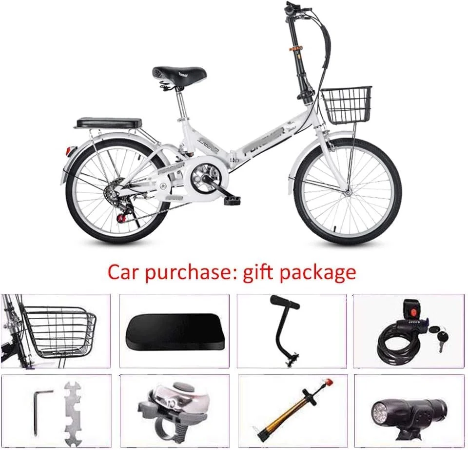 دوچرخه تاشو، 20 اینچ 6 دنده با تعویض دنده انگشتی، صندلی قابل تنظیم، فنر کمک فنر عقب، دوچرخه رفت و آمد راحت و قابل حمل