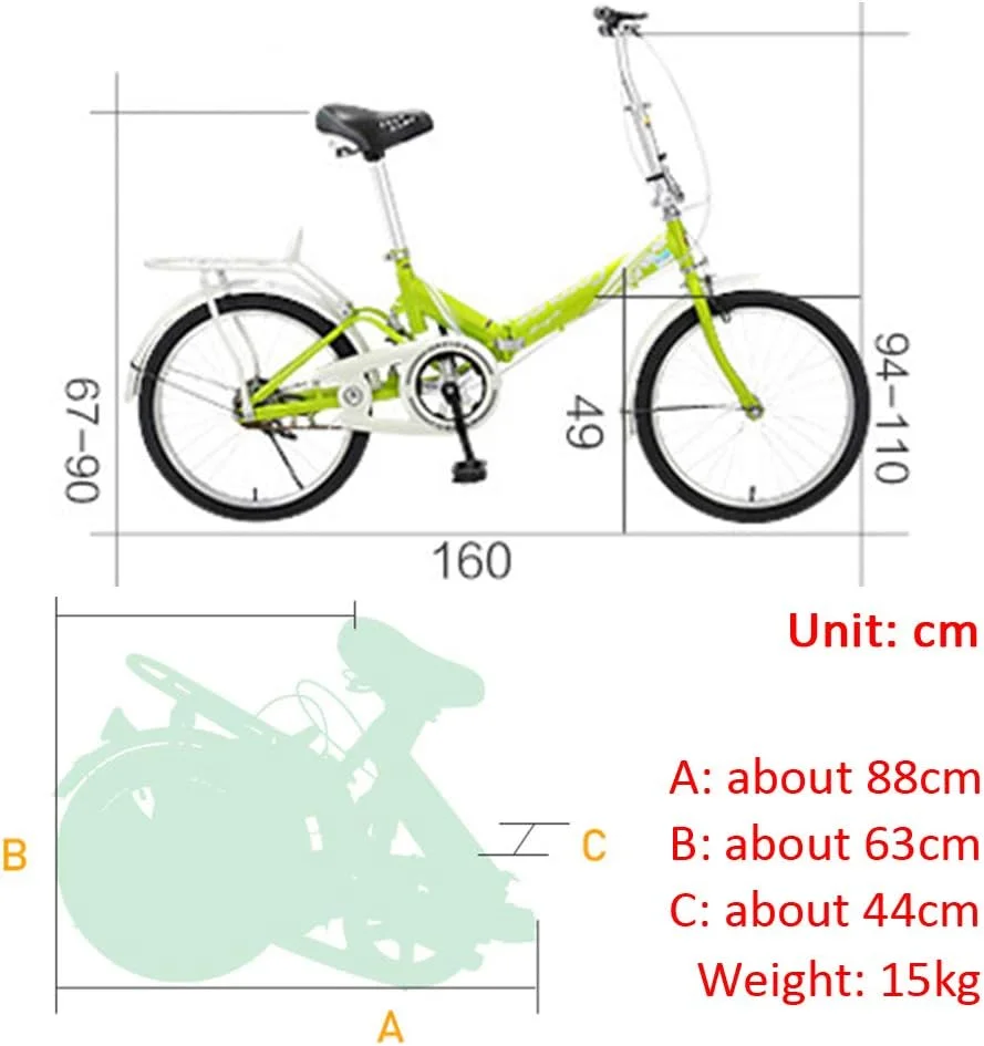 دوچرخه تاشو، فرمان و صندلی قابل تنظیم با تاشوندگی سریع، فنر جذب کننده ضربه مرکزی، کوسن سواری راحت و پهن، 16/20 اینچ