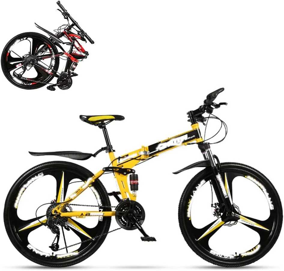 دوچرخه کوهستانی تاشو، 24 اینچ با سرعت متغیر، کمک فنر دوبل برای آقایان و بانوان، ترمز دیسکی دوبل، 21/24/27/30 سرعته اختیاری