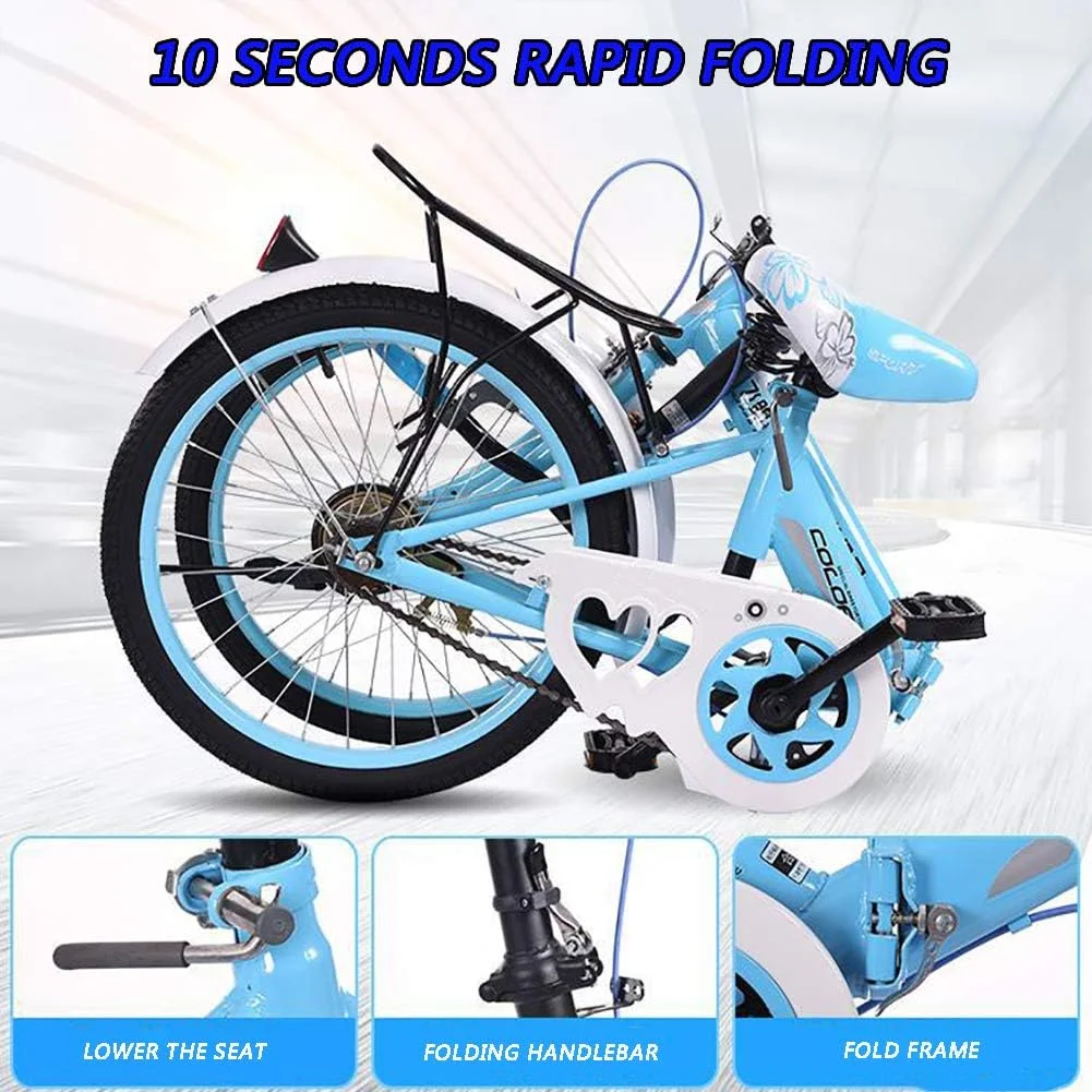 دوچرخه تاشو مسافرتی، دوچرخه تاشو 20 اینچی قابل حمل، دارای باربند عقب، مناسب برای دانشجویان، محیط شهری و رفت و آمد کاری لیونلی