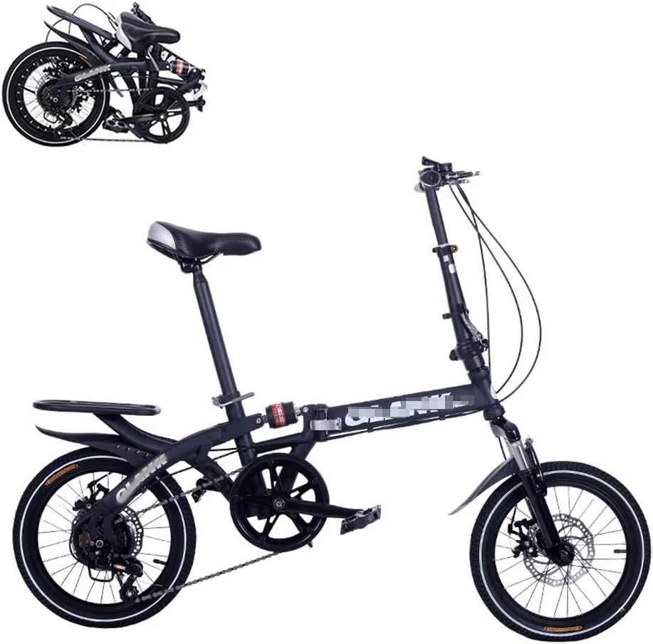 دوچرخه تاشو، دوچرخه رفت و آمد 14 اینچی با قابلیت جذب شوک و صرفه جویی در کار، 6 دنده متغیر، تاشو سریع، ترمز دیسکی دوبل قابل تنظیم، 4 رنگ