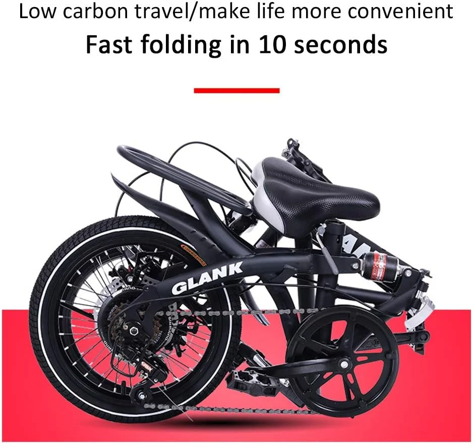 دوچرخه تاشو، دوچرخه رفت و آمد 14 اینچی با قابلیت جذب شوک و صرفه جویی در کار، 6 دنده متغیر، تاشو سریع، ترمز دیسکی دوبل قابل تنظیم، 4 رنگ