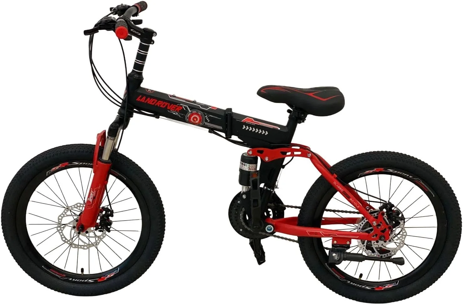 دوچرخه تاشو وی‌ال‌آرای مدل Max20 Land Rover سایز 20 اینچ با 24 دنده، ترمز دیسکی و سیستم تعلیق (مشکی، مشکی)