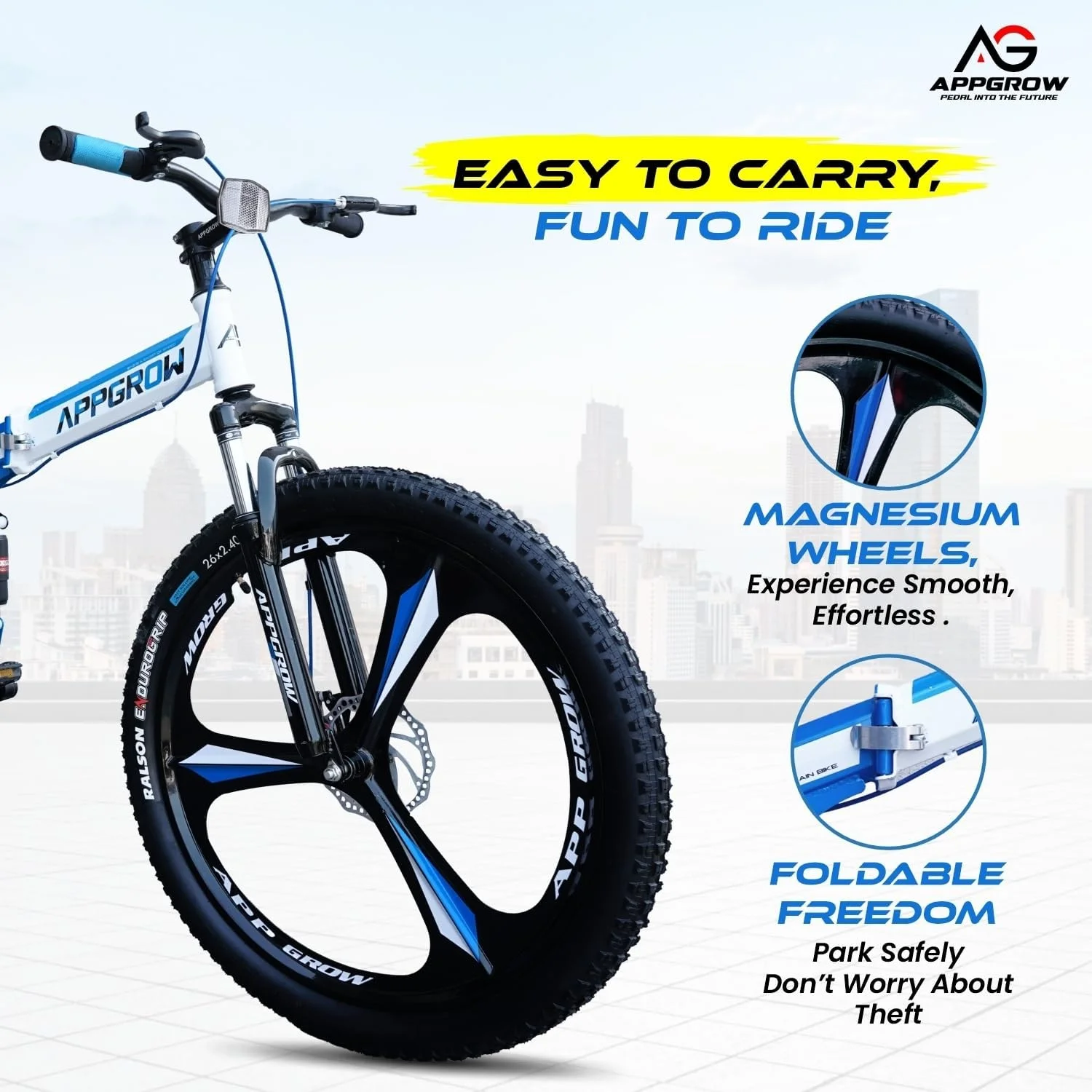 دوچرخه تاشو تک سرعته 26T | دارای سیستم تعلیق جلو و ترمز دیسکی | چرخ های مگ سبک وزن | گروه سنی: 10+ سال | (فریم: 18 اینچ) (چند رنگ)