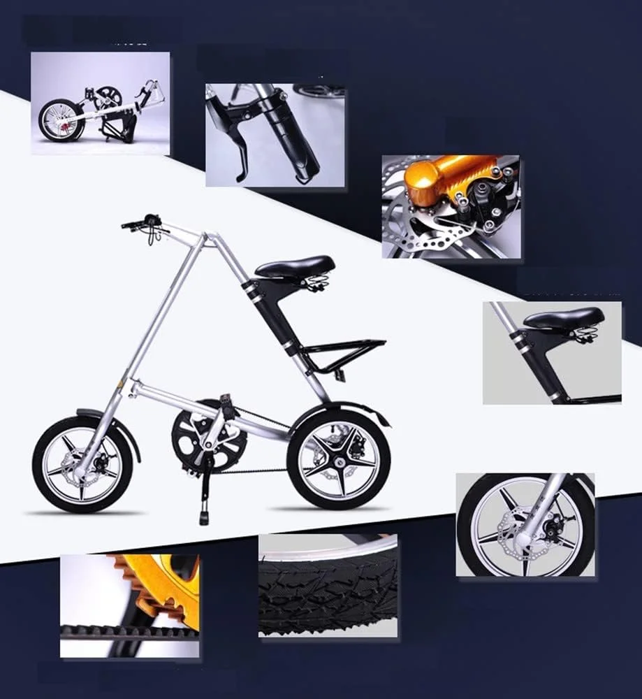 دوچرخه تاشو مینی فوق سبک 14 اینچی، دوچرخه قابل حمل مناسب فضای باز، وسایل نقلیه ترانزیت مترو، دوچرخه تاشو برای مردان و زنان، قرمز 14 اینچ