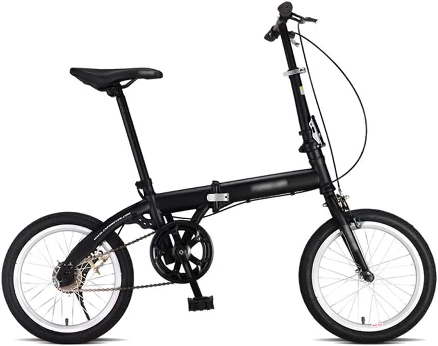 دوچرخه تاشو تک سرعته با زین راحت، دوچرخه تاشو 16 اینچی با فریم فولادی کم ارتفاع، مناسب برای تردد شهری، مشکی