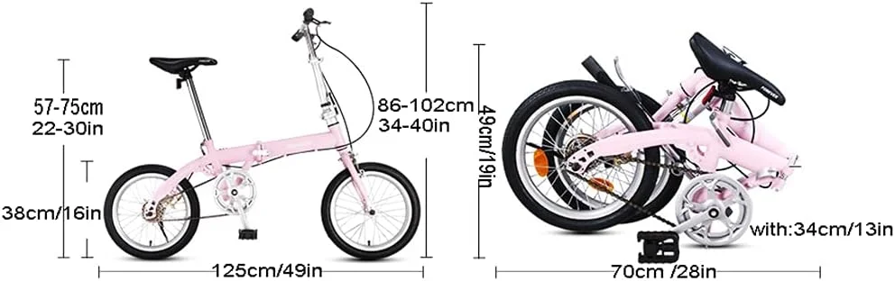 دوچرخه تاشو تک سرعته با زین راحت، دوچرخه تاشو 16 اینچی با فریم فولادی کم ارتفاع، مناسب برای تردد شهری، آبی