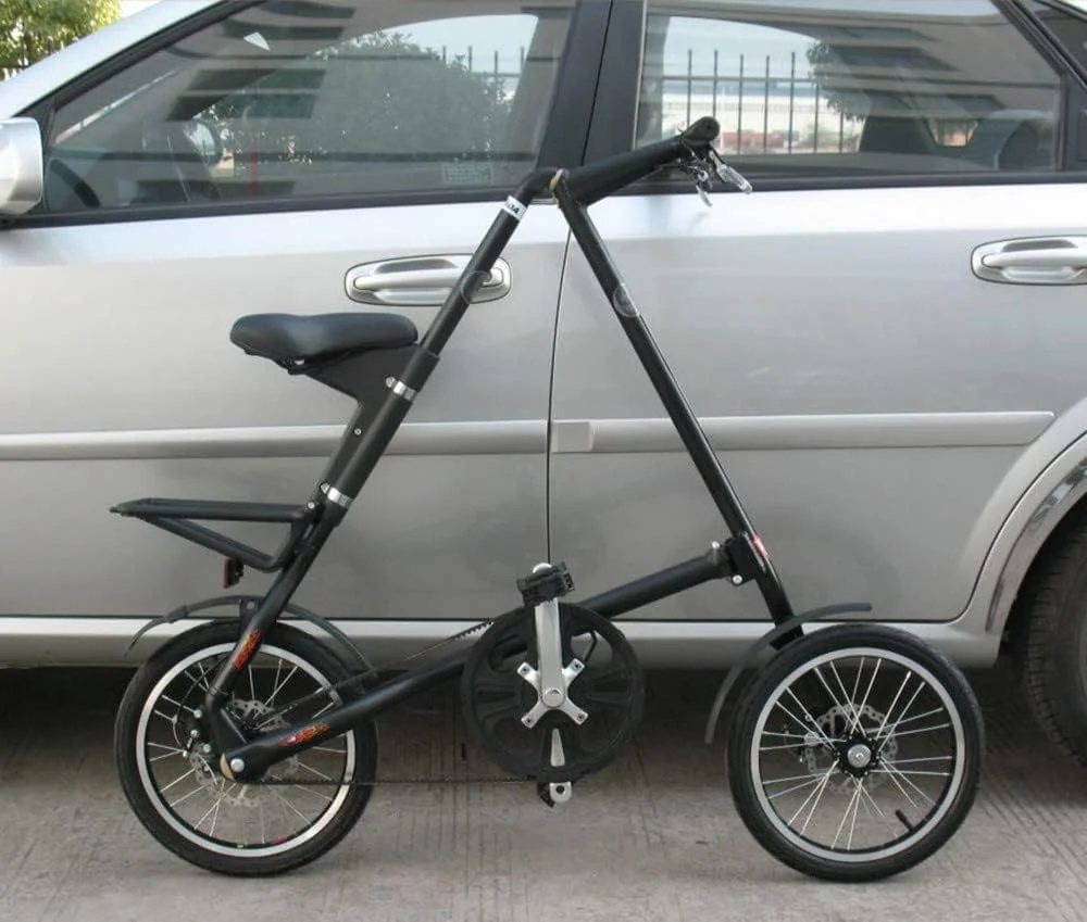 دوچرخه تاشو کوچک 16 اینچی سبک وزن، راحت و قابل تنظیم برای دانشجویان، دوچرخه شهری با فریم آلومینیومی مناسب سفر و فضای باز - مشکی 16 اینچ