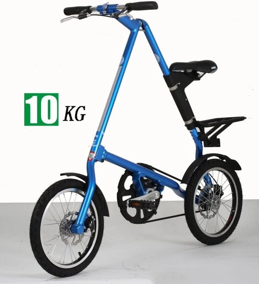 دوچرخه تاشو کوچک 16 اینچی سبک وزن، راحت و قابل تنظیم برای دانشجویان، دوچرخه شهری با فریم آلومینیومی مناسب سفر و فضای باز - مشکی 16 اینچ