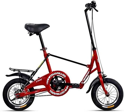دوچرخه تاشو مینی 12 اینچی تک سرعته فوق العاده جمع و جور، دوچرخه تاشو سبک وزن فولادی با کربن بالا به همراه قفسه حمل بار عقب