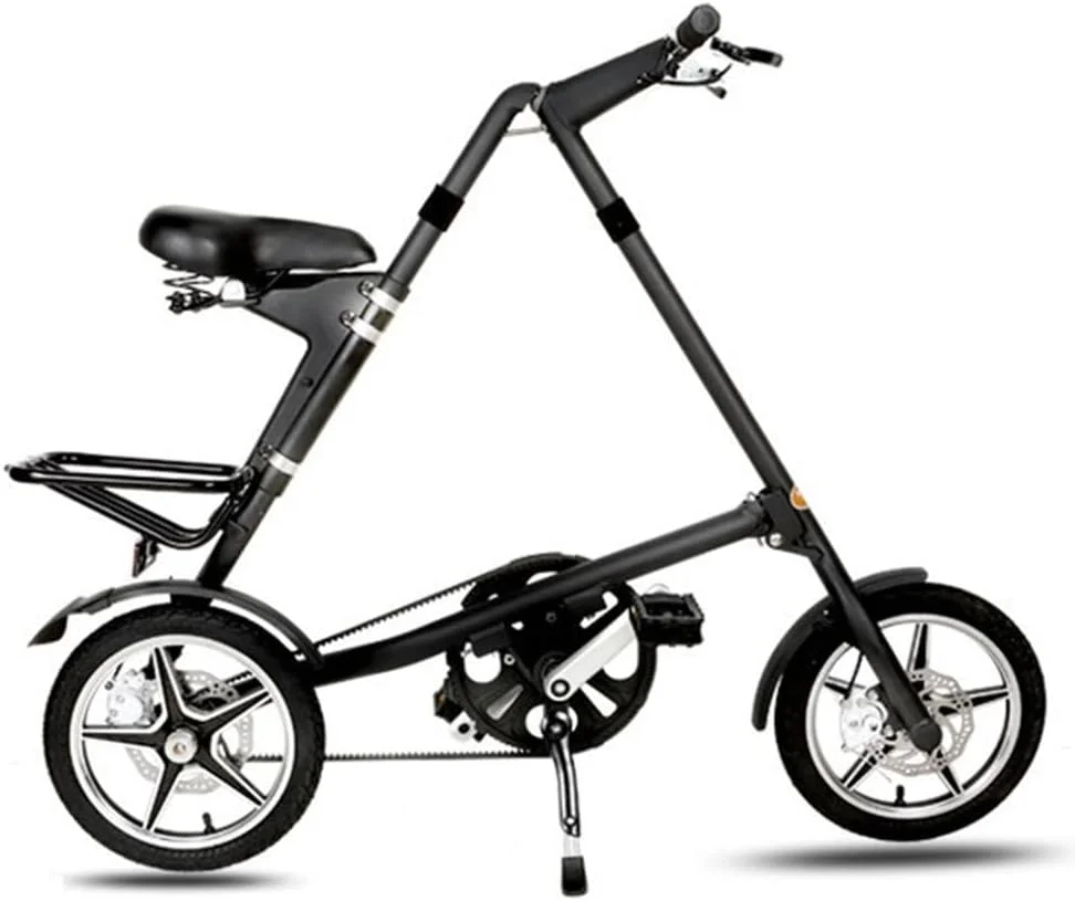 دوچرخه تاشو کوچک قابل حمل شهری با ترمز دیسکی دوگانه، چرخ 16 اینچی، فریم آلومینیومی، مشکی 16 اینچ