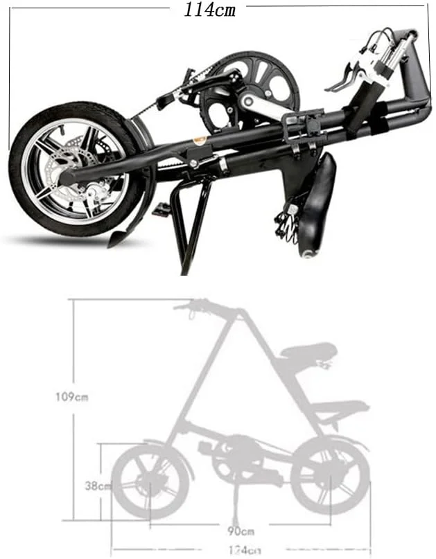دوچرخه تاشو کوچک قابل حمل شهری با ترمز دیسکی دوگانه، چرخ 16 اینچی، فریم آلومینیومی، مشکی 16 اینچ