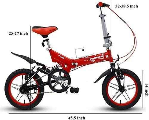 دوچرخه تاشو مردانه و زنانه 14 اینچی، دوچرخه کوهستانی تاشو کوچک، سبک وزن، قاب فولادی کربنی تقویت شده، دوچرخه رفت و آمد
