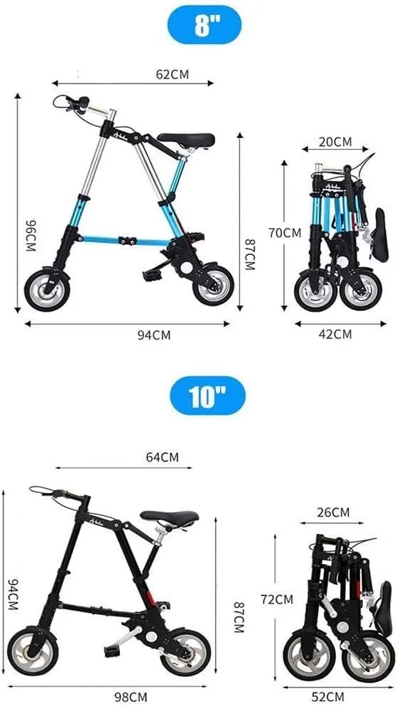 دوچرخه تاشو کوچک و سبک 8 اینچی، راحت و قابل تنظیم، مناسب دانشجویان، دوچرخه شهری با فریم آلومینیومی، مناسب سفر و فضای باز برای آقایان و بانوان، چرخ بادی