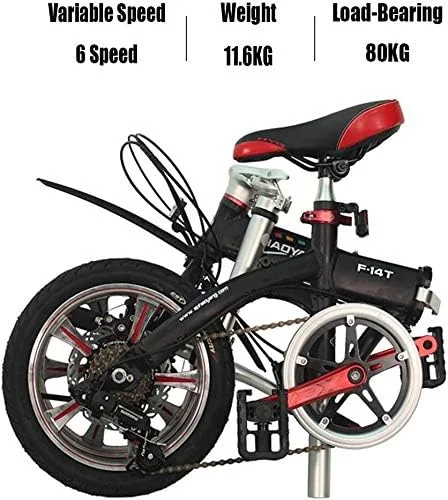 دوچرخه تاشو سبک وزن 14 اینچی 6 سرعته با ترمز دیسکی دوبل، دوچرخه تاشو بزرگسالان مردان زنان، مینی فریم تقویت شده، دوچرخه رفت و آمد دوچرخه تاشو سبک وزن 14 اینچی 6 سرعته با ترمز دیسکی دوبل، دوچرخه تاشو بزرگسالان مردان زنان، مینی فریم تقویت شده، دوچرخه رفت و آمد