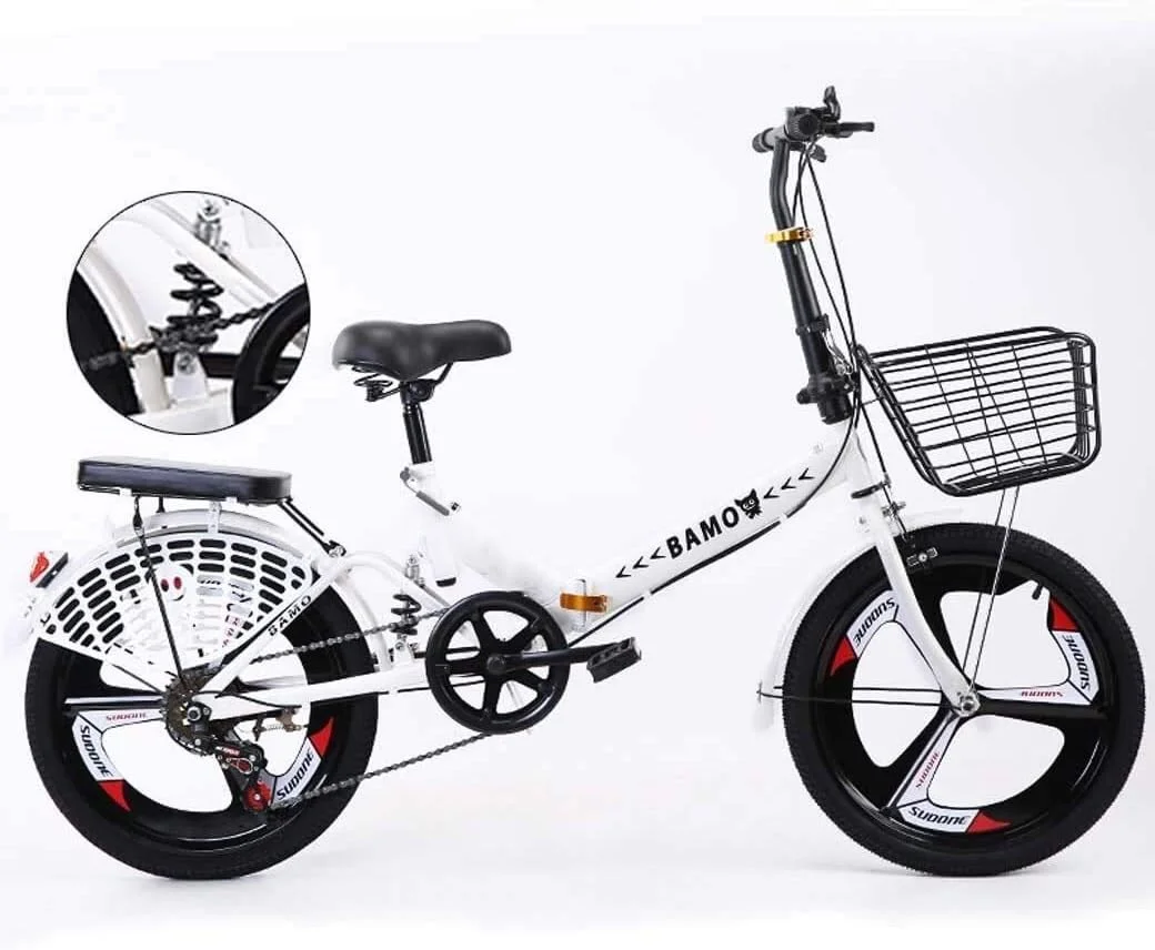 دوچرخه تاشو 20 اینچی با سرعت متغیر، سبک وزن، دارای سیستم تعلیق ضد لغزش برای آقایان و بانوان با قاب عقب تحمل کننده بار