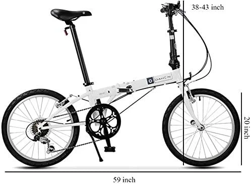 دوچرخه تاشو بزرگسالان 20 اینچ 6 دنده با سرعت متغیر، دوچرخه تاشو قابل حمل سبک وزن با صندلی قابل تنظیم، دوچرخه شهری تاشو - رنگ: مشکی
