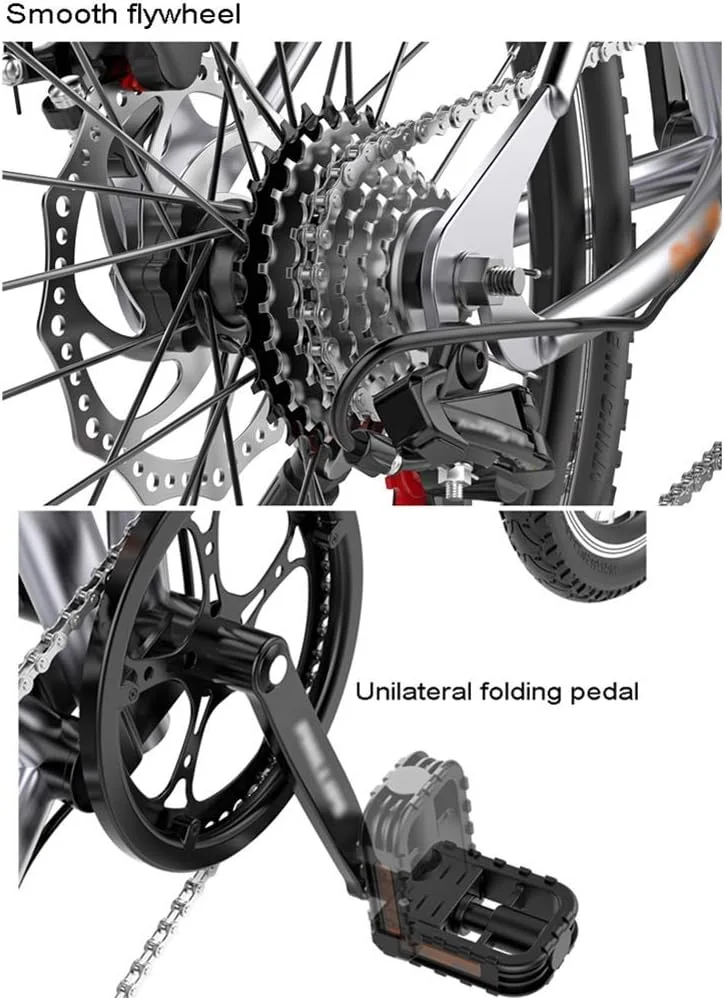 دوچرخه تاشو تک سرعته با فریم فولادی با ارتفاع کم، دوچرخه جمع و جور تاشو با گلگیر و زین راحت برای سواری شهری و رفت و آمد، 14 اینچ - خاکستری