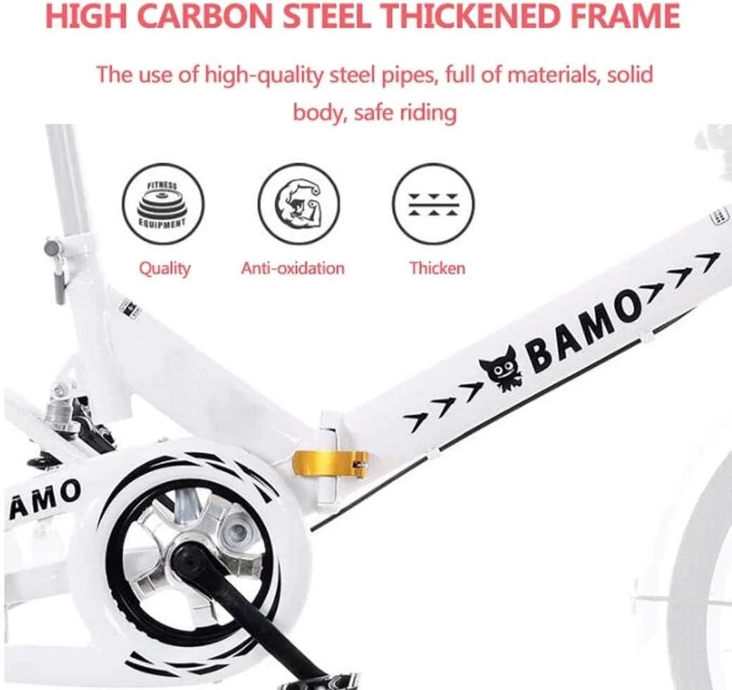 دوچرخه تاشو 20 اینچی با سرعت متغیر، سبک وزن، دارای سیستم تعلیق ضد لغزش برای آقایان و بانوان با قاب عقب تحمل کننده بار