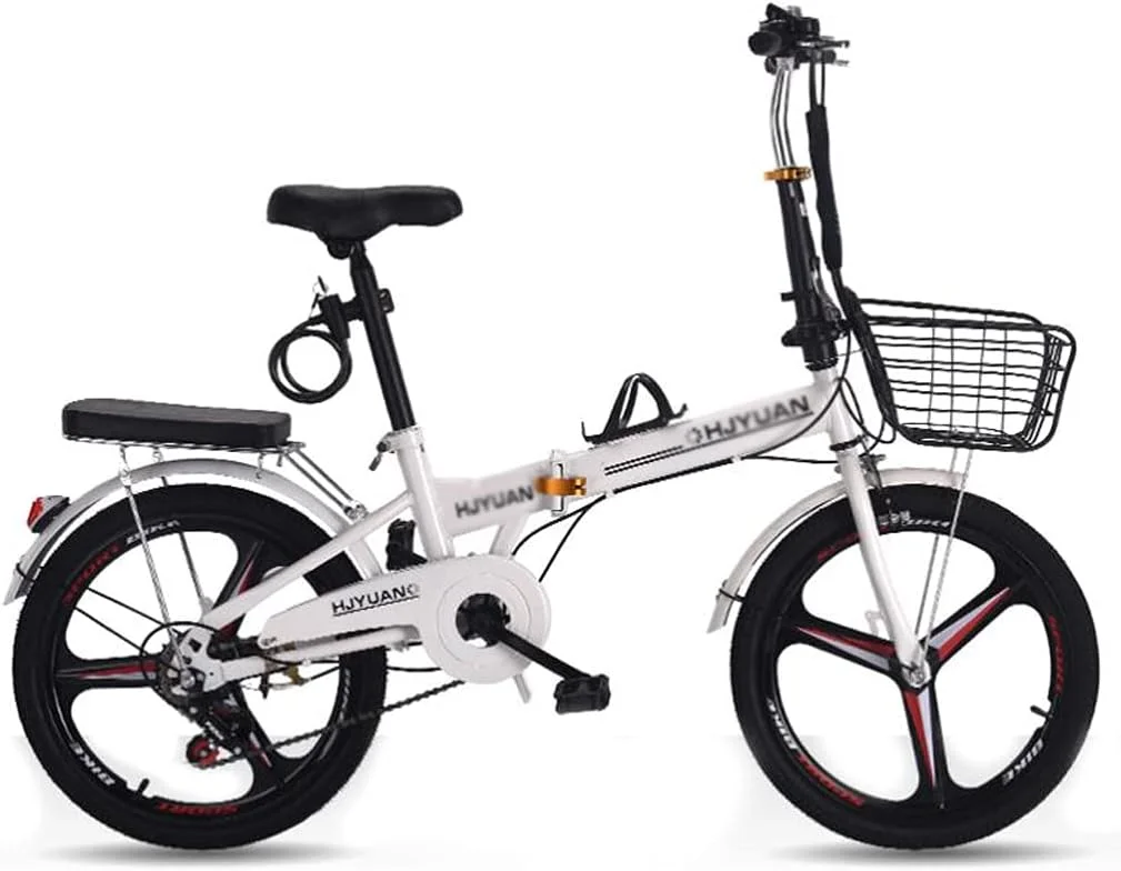 دوچرخه تاشو سبک وزن با چرخ های 20 اینچی، دارای گلگیر، باربند و زین راحت، مناسب شهر، رفت و آمد شهری، بانوان، آقایان، پسران، دختران و دانشجویان