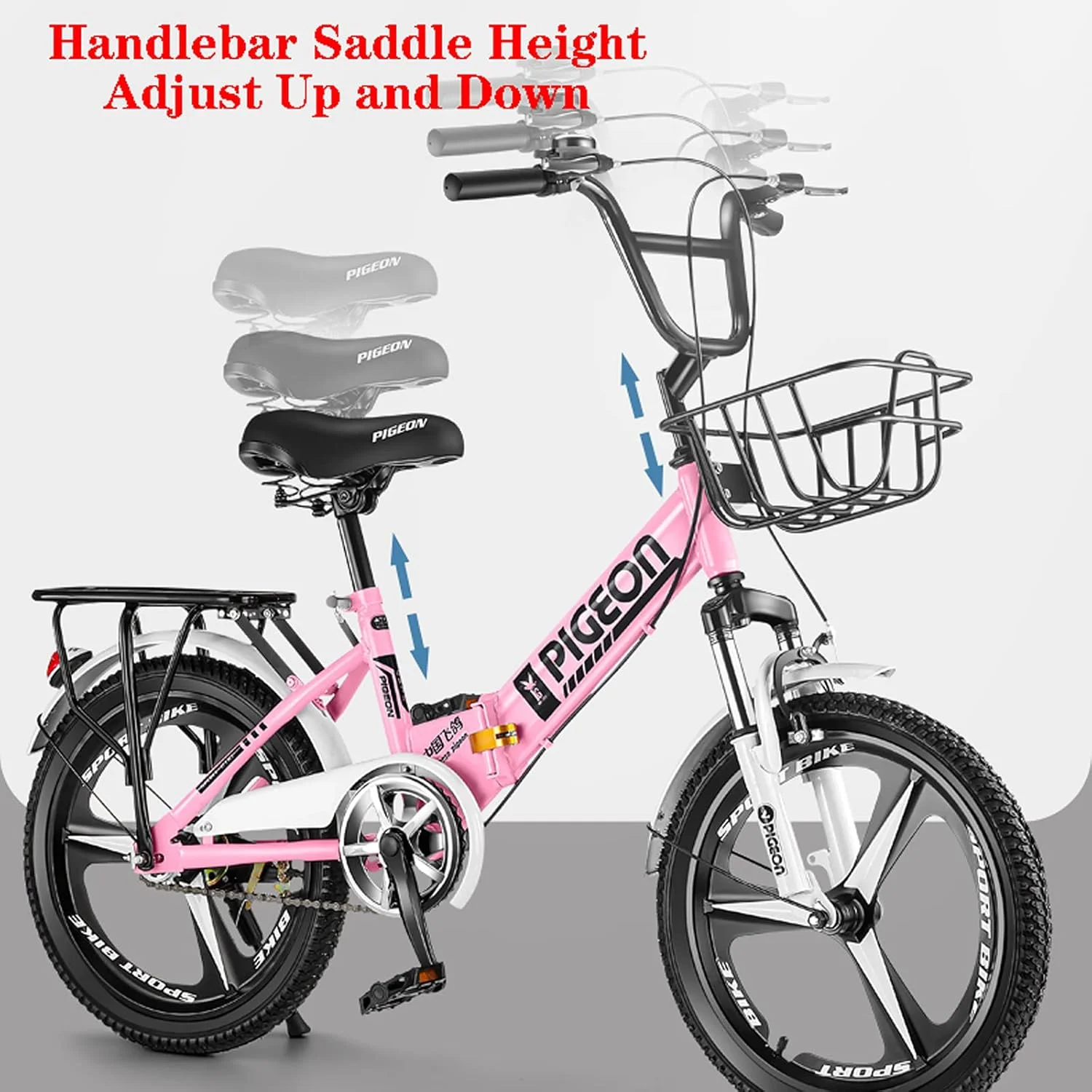 دوچرخه تاشو برای مردان و زنان بزرگسال، مینی و جمع و جور، مناسب دانش آموزان، کارمندان اداری، شهری، با فریم تاشو فولادی با مقاومت کششی بالا، دارای صندلی عقب و سبد دوچرخه تاشو برای مردان و زنان بزرگسال، مینی و جمع و جور، مناسب دانش آموزان، کارمندان اداری، شهری، با فریم تاشو فولادی با مقاومت کششی بالا، دارای صندلی عقب و سبد