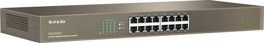 سوئیچ 16 پورت گیگابیتی اترنت Tenda TEG1016G، 1000M، قابل نصب در رک، ظرفیت 32 گیگابیت بر ثانیه، ورودی 100-240 ولت، توان مصرفی <12 وات، Plug & Play | TEG1016Gv8.0 سوئیچ 16 پورت گیگابیتی اترنت Tenda TEG1016G، 1000M، قابل نصب در رک، ظرفیت 32 گیگابیت بر ثانیه، ورودی 100-240 ولت، توان مصرفی <12 وات، Plug & Play | TEG1016Gv8.0