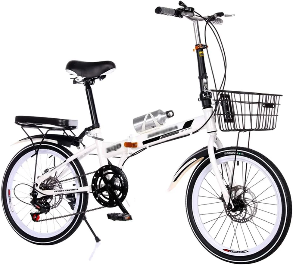 دوچرخه تاشو 20 اینچی سبک وزن فولاد کربنی برای مردان و زنان 7 سرعته ترمز دیسکی دوگانه گلگیر جلو و عقب