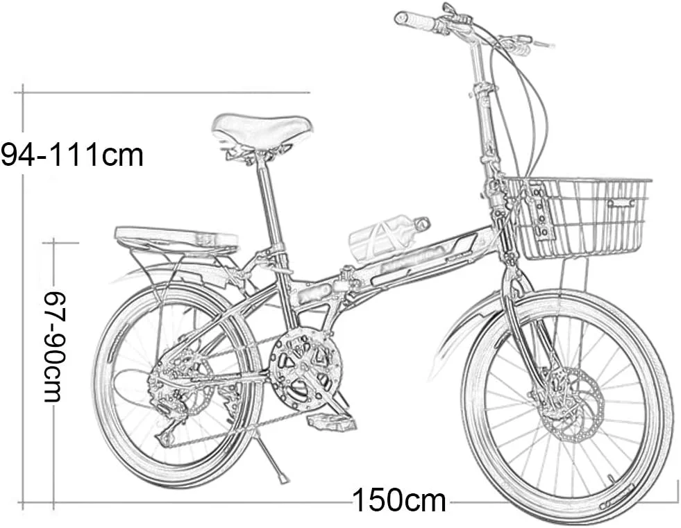 دوچرخه تاشو 20 اینچی سبک وزن فولاد کربنی برای مردان و زنان 7 سرعته ترمز دیسکی دوگانه گلگیر جلو و عقب
