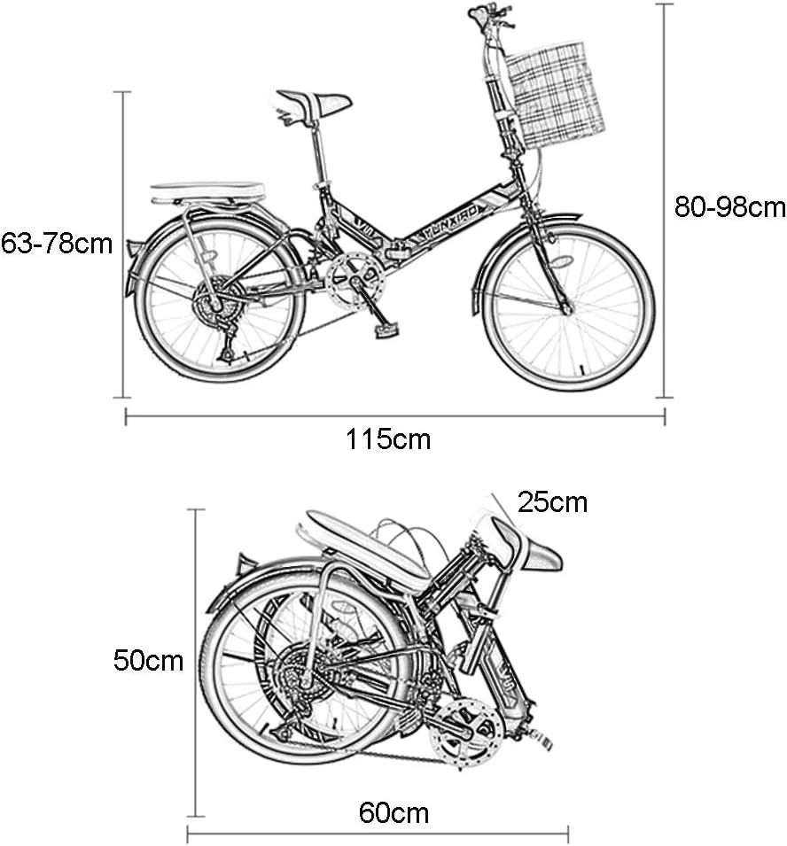 دوچرخه تاشو با براکت، مینی قابل حمل، فوق سبک شهری، کوچک دانشجویی مردانه، دوچرخه کروز زنانه 16 اینچ / 20 اینچ