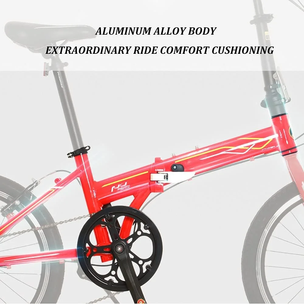 دوچرخه تاشو 20 اینچی 7 سرعته با قابلیت تغییر دنده، مناسب آقایان و بانوان، فوق سبک، دارای چرخ پره ای و فریم تاشو از جنس آلیاژ آلومینیوم