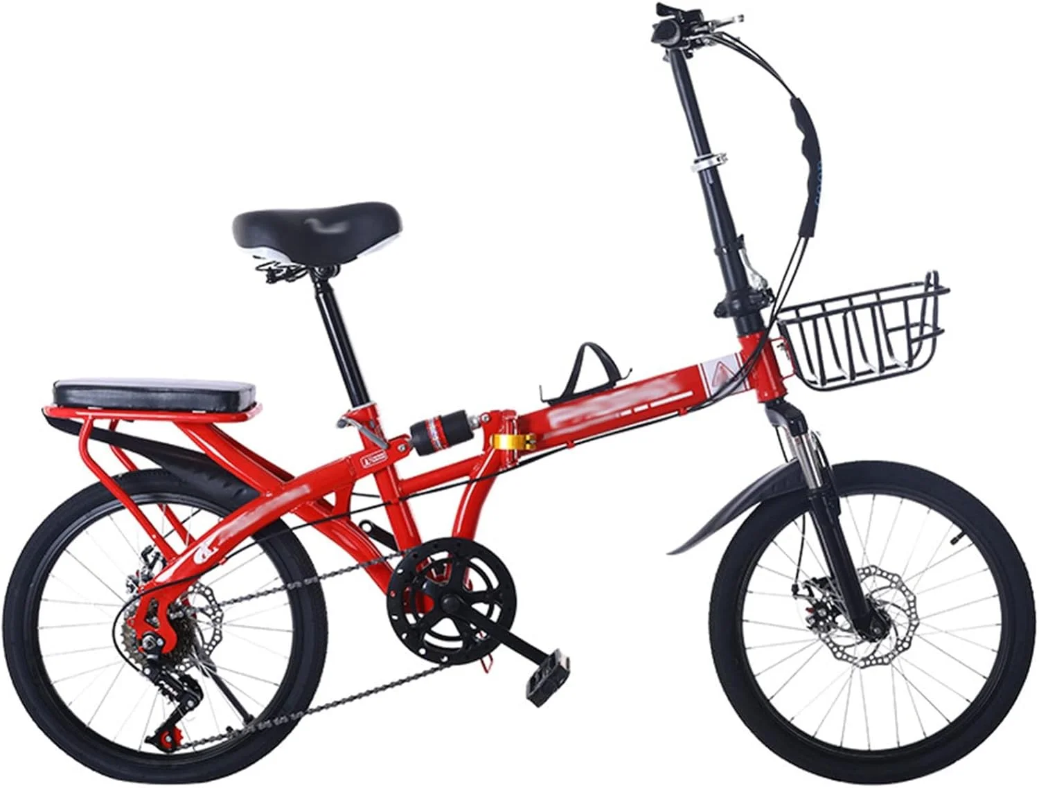 دوچرخه تاشو 20 اینچ/22 اینچ مناسب دانشجویان دختر و پسر، بزرگسالان، کار، فوق سبک، قابل حمل، دارای سرعت متغیر و کمک فنر مدل D سایز 22 اینچ