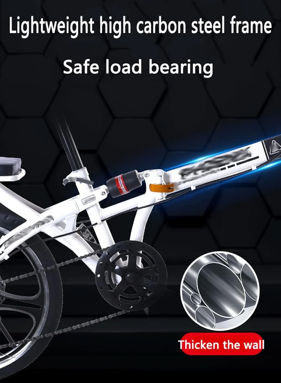 دوچرخه تاشو 20 اینچ/22 اینچ مناسب دانشجویان آقا و خانم، بزرگسال، فوق سبک، قابل حمل، با سرعت متغیر و کمک فنر مدل C در اندازه 16 اینچ