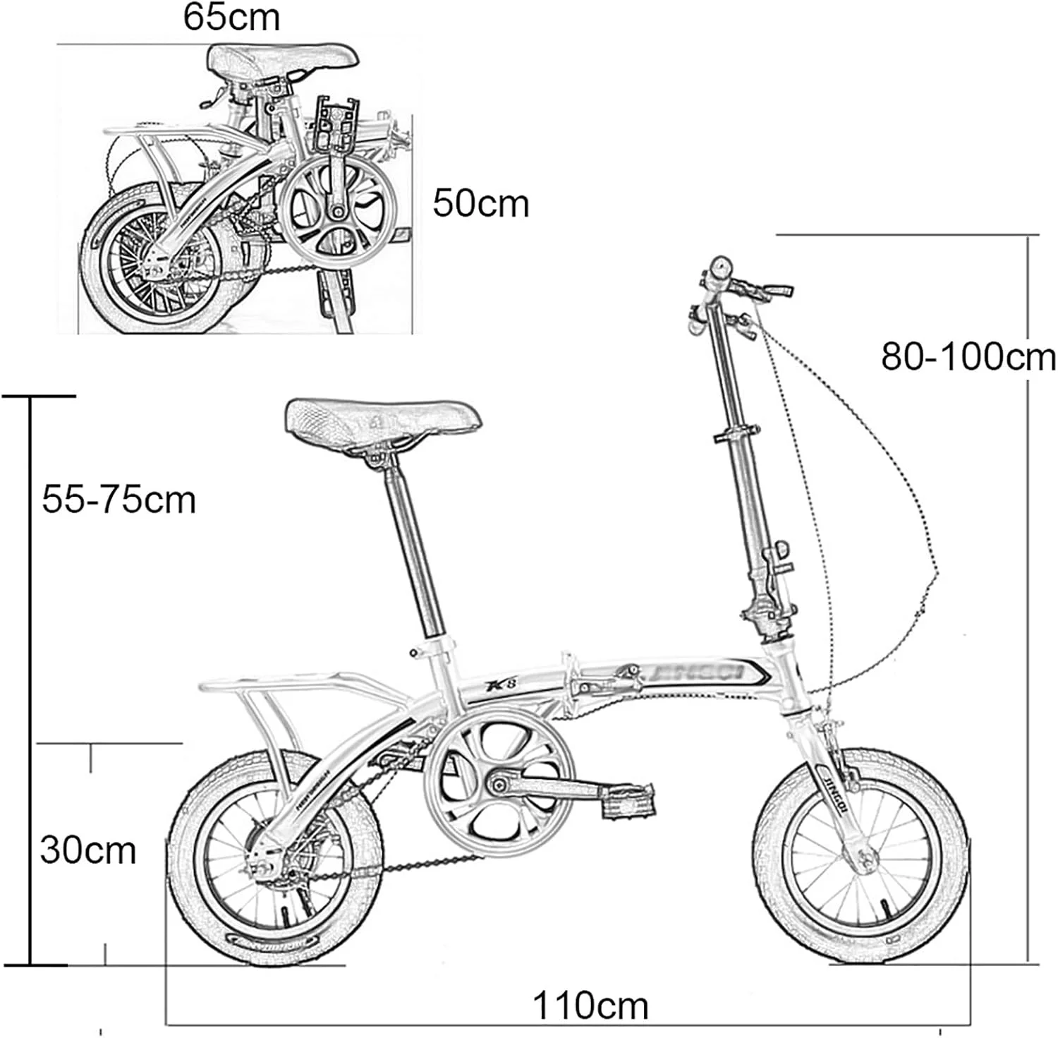دوچرخه تاشو 12 اینچی دانشجویی بزرگسال، دوچرخه تاشو جمع و جور مینی سبک وزن برای رفتن به محل کار و مدرسه