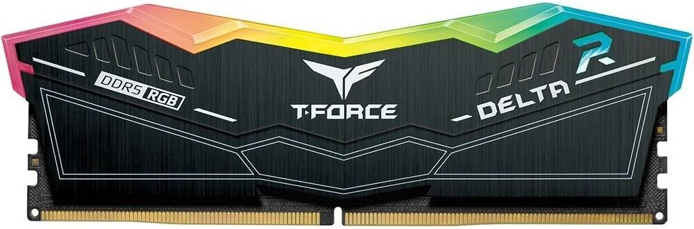 حافظه رم دسکتاپ TeamGroup T-Force Delta RGB مشکی 64 گیگابایت (2x32 گیگابایت) DDR5 6000، رم کامپیوتر 288 پین، تاخیر CAS 38، چیپست Intel XMP 3.0، مشکی | FF3D564G6000HC38ADC01