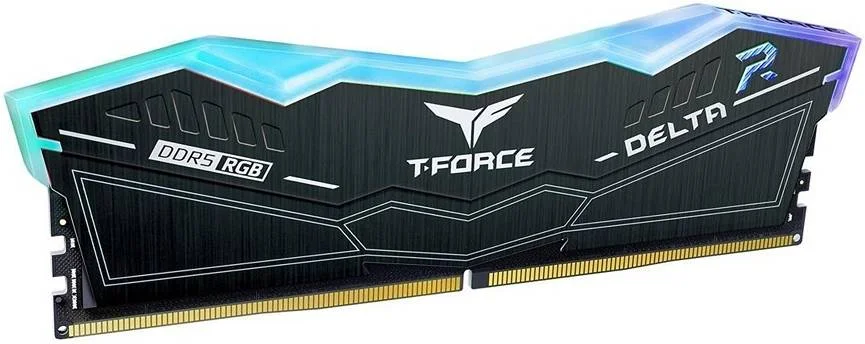 حافظه رم دسکتاپ TeamGroup T-Force Delta RGB مشکی 64 گیگابایت (2x32 گیگابایت) DDR5 6000، رم کامپیوتر 288 پین، تاخیر CAS 38، چیپست Intel XMP 3.0، مشکی | FF3D564G6000HC38ADC01