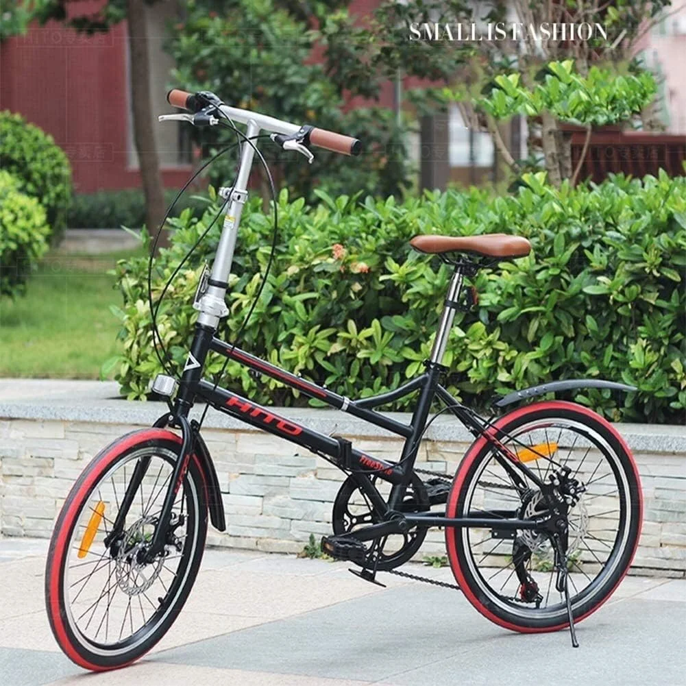 دوچرخه تاشو بزرگسالان 20 اینچی 6 سرعته ترمز دیسکی، دوچرخه تاشو سبک وزن قابل حمل با فریم تقویت شده، دوچرخه رفت و آمد با گلگیرهای جلو و عقب