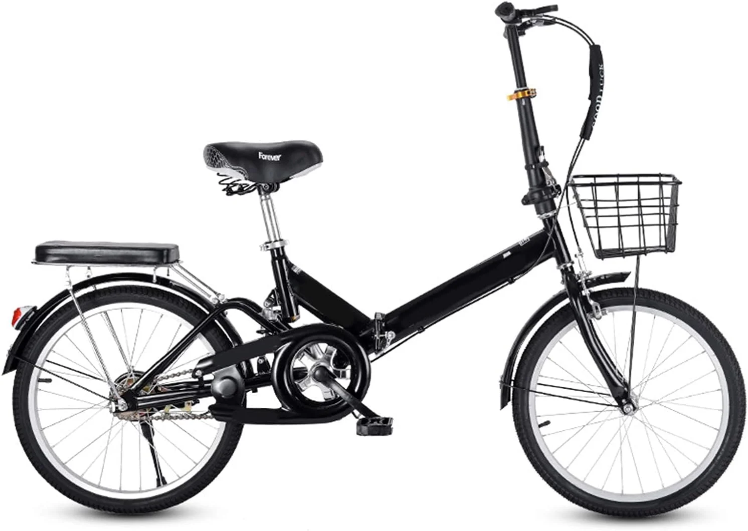 دوچرخه تاشو بزرگسال با چرخ‌های ۲۰ اینچی و باربند عقب، رنگ‌های متنوع (مشکی)